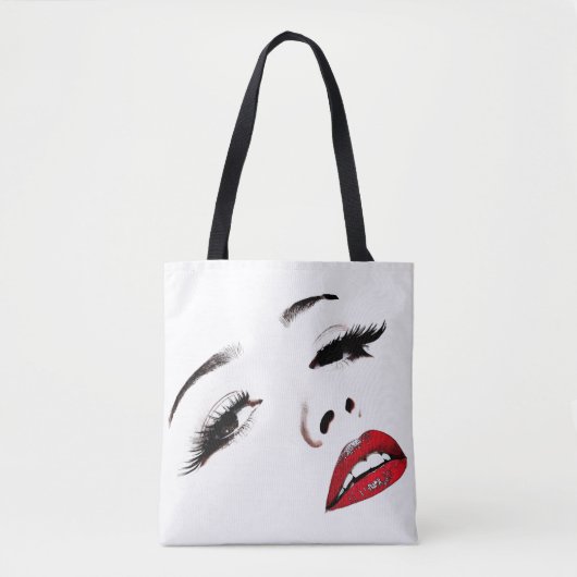 Donkere ogen Rode Lips Vrouwen maken kunst onzicht Tote Bag (Voorkant)