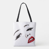 Donkere ogen Rode Lips Vrouwen maken kunst onzicht Tote Bag (Achterkant)