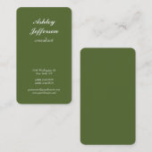 Donkere Olijf Groene Minimalistisch Manuscript Pro Visitekaartje (Voorkant / Achterkant)