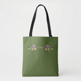 Donkere Olijf Groene Orchideeën All-Over-Print Tas