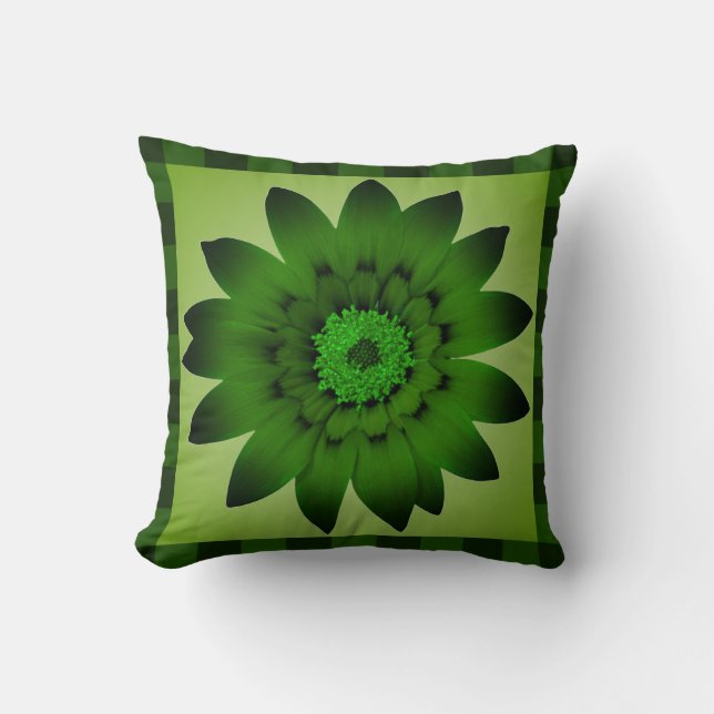 Donkere olijfgroen bloemwerk - Pillow Kussen (Voorkant)