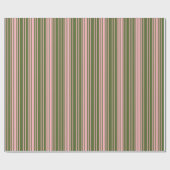 Donkere olijfgroen en lichtroze strepen cadeaupapier (Vlak)