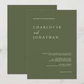 Donkere Olijfgroen Modern Elegant Wedding Kaart (Voorkant / Achterkant)