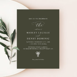 Donkere Olijfgroene Formele Moderne Typografie Tro Kaart