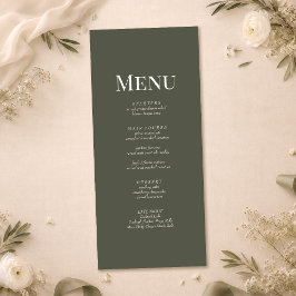 Donkere Olijfgroene Minimalistische Monogram Trouw Menu