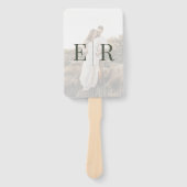 Donkere Olijfgroene Monogram Huwelijksprogramma Ha Handwaaier (Voorkant)