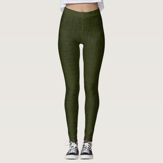 Donkere olijftextuur leggings (Voorkant)