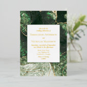 Donkere Olive Green Faux Gemstone Wedding Folie Uitnodiging (Staand Voorkant)