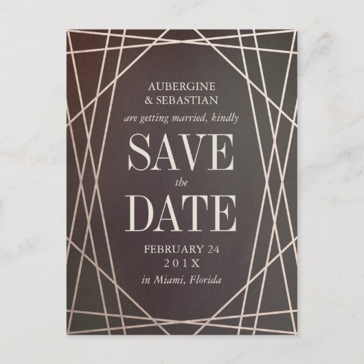 Donkere Opaline Edelsteen Bruiloft Save the Date Aankondigingskaart (Voorkant)