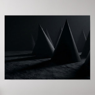 Donkere opkomende kegels Geometrische minimalistis Poster