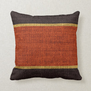 Donkere Oranje en bruine Rustic Burlap Jute achter Kussen