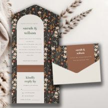 Donkere Oranje Groovy Retro Arch Floral Wedding