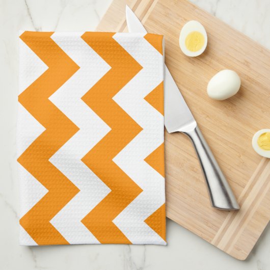 Donkere Oranje zigzag Theedoek (Quarter Fold)