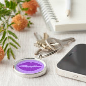 Donkere Orchidee Lippenstift Paars Sleutelhanger (Zijkant)