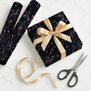 Donkere Orchidee Maximalistische Gotische Bloemen  Cadeaupapier