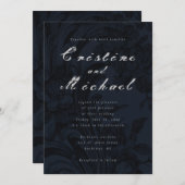 Donkere ornamental elegant script bruiloft kaart (Voorkant / Achterkant)