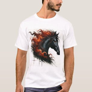 Donkere Paard Met Vurig Manen T-shirt