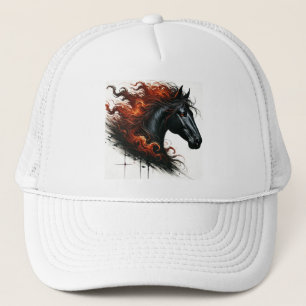 Donkere Paard Met Vurig Manen Trucker Pet