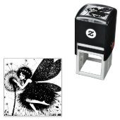 Donkere paardebloem fee voor gemengde media collag  zelfinktende stempel (In situ)