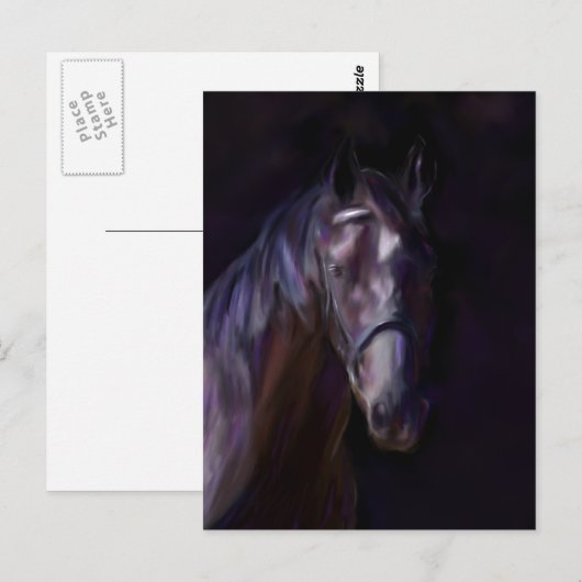 Donkere paarden briefkaart (Voorkant / Achterkant)