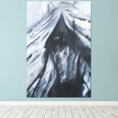 Donkere paarden canvas afdruk (Insitu (Houten vloer))