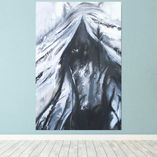 Donkere paarden canvas afdruk (Insitu (Houten vloer))