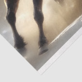 Donkere paardenkudde galopperen in sneeuwdecoupage tissuepapier (Detail)