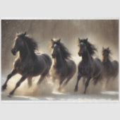 Donkere paardenkudde galopperen in sneeuwdecoupage tissuepapier (Voorkant)