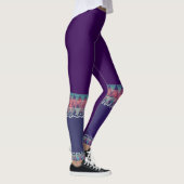Donkere Paars met Aztec Design>Kleurrijke Leggings (Rechts)