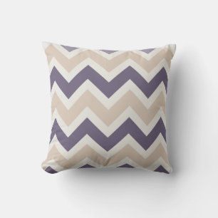 Donkere Paars, Tan, Ivory Chevron Pattern Kussen