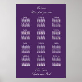 Donkere Paarse 12 Poster van de tafel-bruiloft