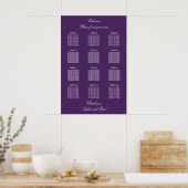 Donkere Paarse 12 Poster van de tafel-bruiloft (Keuken)