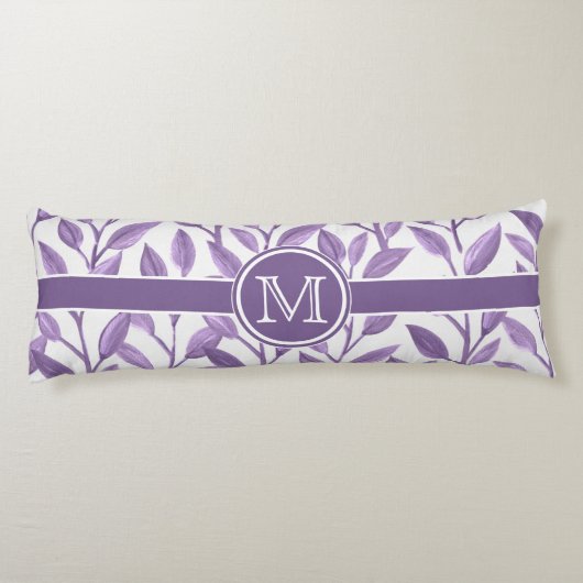Donkere Paarse bladeren, gepersonaliseerd Lichaamskussen (Achterkant)