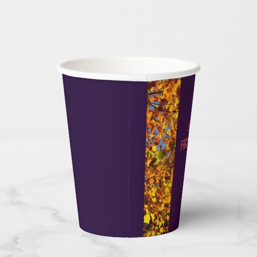 Donkere Paarse bladeren Thanksgiving Friendsgiving Papieren Bekers (Rechts)