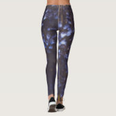 Donkere Paarse blauwe bloemen Leggings (Achterkant)
