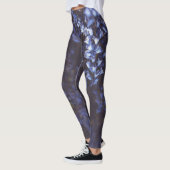 Donkere Paarse blauwe bloemen Leggings (Links)