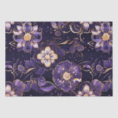 Donkere Paarse bloemen en nepgoud Tissuepapier (Voorkant)