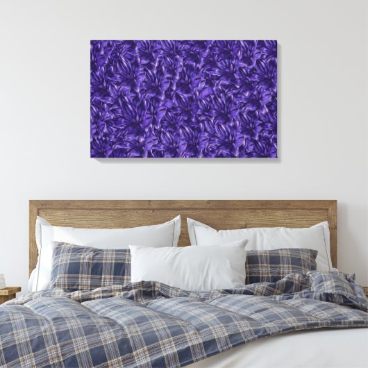 Donkere paarse bloemen op bloemen canvas afdruk (Insitu (Slaapkamer))