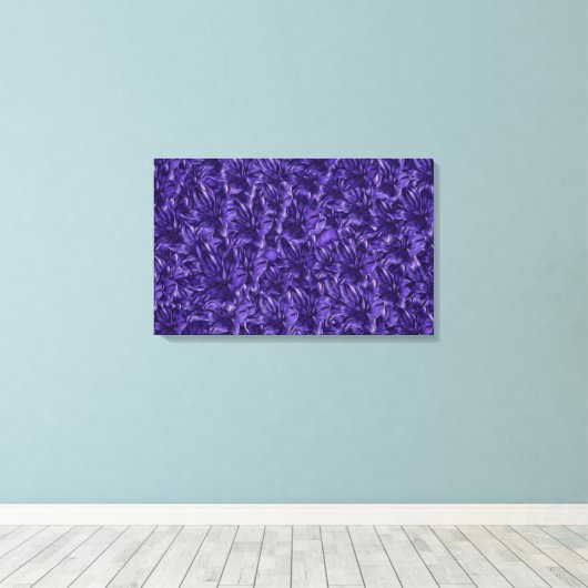 Donkere paarse bloemen op bloemen canvas afdruk (Insitu (Houten vloer))