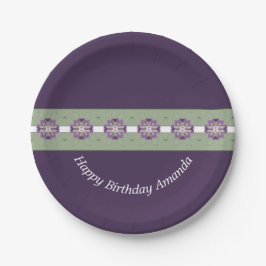 Donkere Paarse Borden van Floral Paper Papieren Bordje