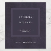 Donkere paarse bruiloft eenvoudig elegant geperson wijn etiket (Enkel label)