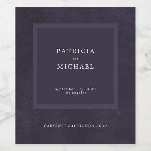 Donkere paarse bruiloft eenvoudig elegant geperson wijn etiket (Enkel label)