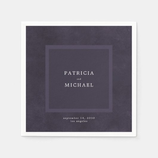 Donkere paarse bruiloft eenvoudig modern servet (Voorkant)