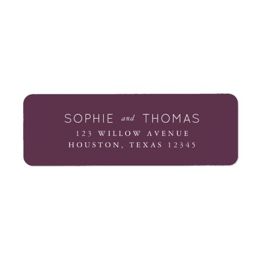 Donkere Paarse bruiloft Etiket (Voorkant)