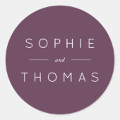 Donkere Paarse bruiloft Ronde Sticker (Voorkant)