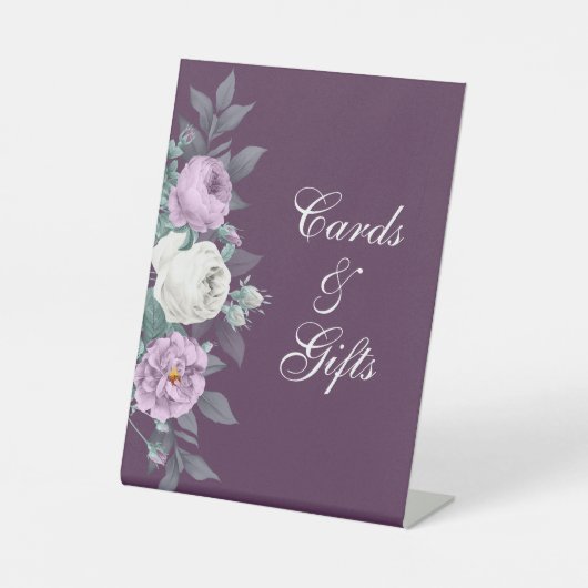 Donkere Paarse bruiloft voetafdruk Reclamebord Met Voetstuk (Voorkant)