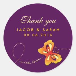 Donkere Paarse Butterfly Wedding Dank je Sticker