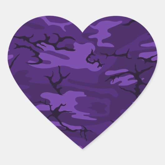Donkere Paarse Camo Heart Sticker (Voorkant)