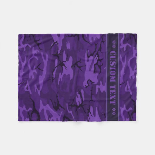 Donkere Paarse camo met aangepaste tekst Fleece Deken (Voorkant (Horizontaal))