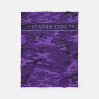Donkere Paarse camo met aangepaste tekst Fleece Deken